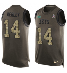 Men's Nike New York Jets #14 Jeremy Kerley Limited Green Salute to Service Tank Top NFL Jersey