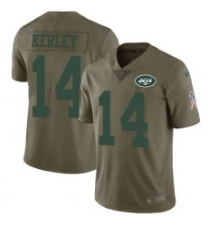 Youth Nike New York Jets #14 Jeremy Kerley Limited Olive 2017 Salute to Service NFL Jersey