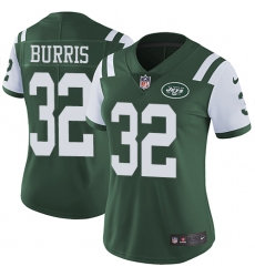 Women's Nike New York Jets #32 Juston Burris Green Team Color Vapor Untouchable Limited Player NFL Jersey