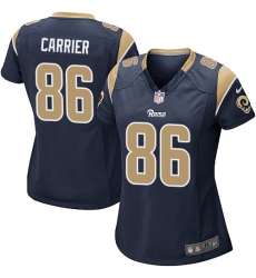 Women's Nike Los Angeles Rams #86 Derek Carrier Game Navy Blue Team Color NFL Jersey