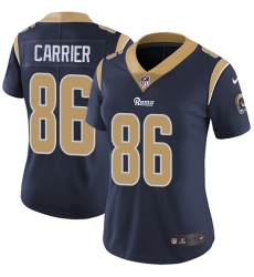 Women's Nike Los Angeles Rams #86 Derek Carrier Navy Blue Team Color Vapor Untouchable Elite Player NFL Jersey