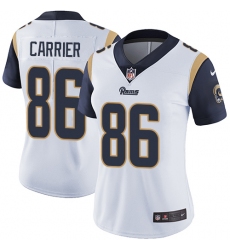 Women's Nike Los Angeles Rams #86 Derek Carrier White Vapor Untouchable Limited Player NFL Jersey