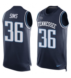 Men's Nike Tennessee Titans #36 LeShaun Sims Limited Navy Blue Player Name & Number Tank Top NFL Jersey