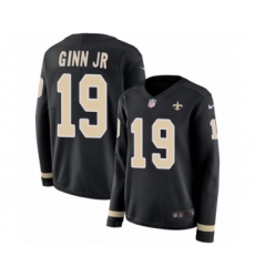 Women's Nike New Orleans Saints #19 Ted Ginn Jr Limited Black Therma Long Sleeve NFL Jersey