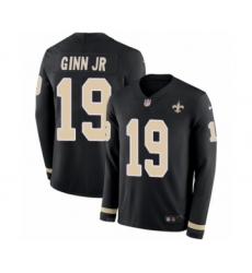 Youth Nike New Orleans Saints #19 Ted Ginn Jr Limited Black Therma Long Sleeve NFL Jersey