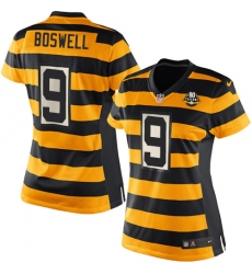 Women's Nike Pittsburgh Steelers #9 Chris Boswell Limited Yellow/Black Alternate 80TH Anniversary Throwback NFL Jersey