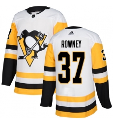 Men's Adidas Pittsburgh Penguins #37 Carter Rowney Authentic White Away NHL Jersey