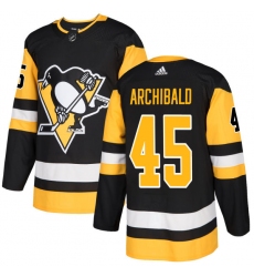 Men's Adidas Pittsburgh Penguins #45 Josh Archibald Authentic Black Home NHL Jersey