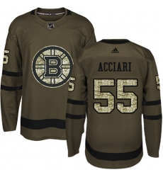 Men's Adidas Boston Bruins #55 Noel Acciari Authentic Green Salute to Service NHL Jersey