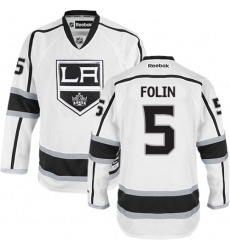 Youth Reebok Los Angeles Kings #5 Christian Folin Authentic White Away NHL Jersey