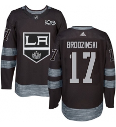 Men's Adidas Los Angeles Kings #17 Jonny Brodzinski Authentic Black 1917-2017 100th Anniversary NHL Jersey