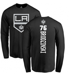 NHL Adidas Los Angeles Kings #76 Jonny Brodzinski Black Backer Long Sleeve T-Shirt