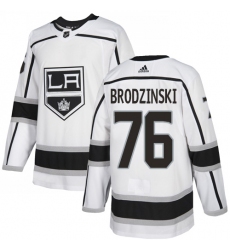 Youth Adidas Los Angeles Kings #76 Jonny Brodzinski Authentic White Away NHL Jersey