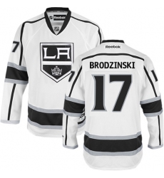 Youth Reebok Los Angeles Kings #17 Jonny Brodzinski Authentic White Away NHL Jersey