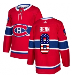 Youth Adidas Montreal Canadiens #8 Jordie Benn Authentic Red USA Flag Fashion NHL Jersey