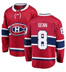 Youth Montreal Canadiens #8 Jordie Benn Authentic Red Home Fanatics Branded Breakaway NHL Jersey