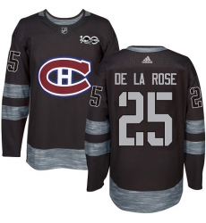 Men's Adidas Montreal Canadiens #25 Jacob de la Rose Authentic Black 1917-2017 100th Anniversary NHL Jersey