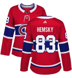 Women's Adidas Montreal Canadiens #83 Ales Hemsky Authentic Red Home NHL Jersey