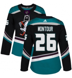 Women's Adidas Anaheim Ducks #26 Brandon Montour Authentic Black Teal Third NHL Jersey