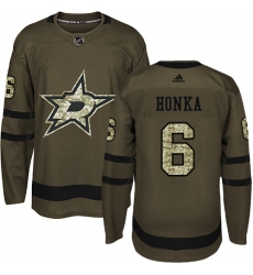 Youth Adidas Dallas Stars #6 Julius Honka Premier Green Salute to Service NHL Jersey