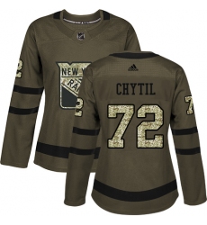 Women's Adidas New York Rangers #72 Filip Chytil Authentic Green Salute to Service NHL Jersey