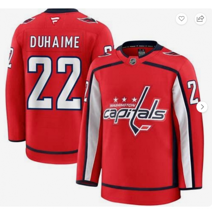 Men's Washington Capitals#22 Brandon Duhaime Red 2024-25 Home Stitched Hockey Jersey