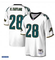 Mens Jacksonville Jaguars #28 Fred Taylor Mitchell&Ness White Legacy Throwback Jersey