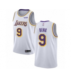 Men's Los Angeles Lakers #9 Luol Deng Authentic White Basketball Jerseys - Association Edition