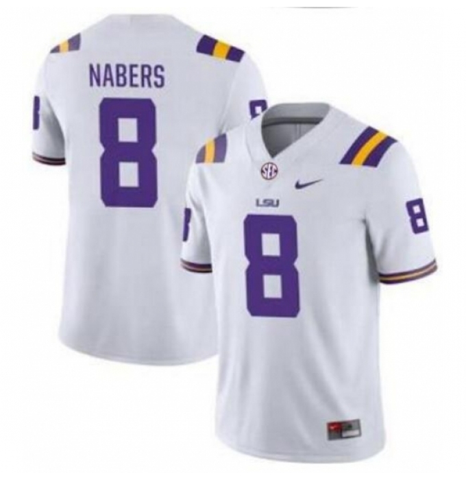 Men's LSU Tigers Malik Nabers #8 White Stitched NCAA Jersey