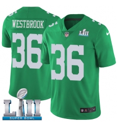 Men's Nike Philadelphia Eagles #36 Brian Westbrook Limited Green Rush Vapor Untouchable Super Bowl LII NFL Jersey