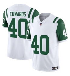 Men's New York Jets #40 Donovan Edwards White 2025 F.U.S.E. Classic Alternate Vapor Untouchable Limited Football Stitched Jersey