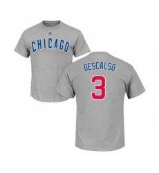 Baseball Chicago Cubs #3 Daniel Descalso Gray Name & Number T-Shirt