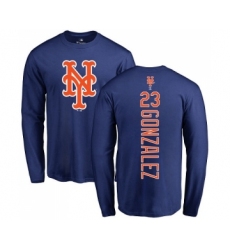 MLB Nike New York Mets #23 Adrian Gonzalez Royal Blue Backer Long Sleeve T-Shirt