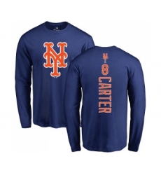 MLB Nike New York Mets #8 Gary Carter Royal Blue Backer Long Sleeve T-Shirt