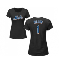 MLB Women's Nike New York Mets #1 Mookie Wilson Black Name & Number T-Shirt