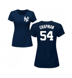 MLB Women's Nike New York Yankees #54 Aroldis Chapman Navy Blue Name & Number T-Shirt