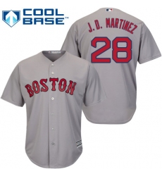 Youth Majestic Boston Red Sox #28 J. D. Martinez Authentic Grey Road Cool Base MLB Jersey