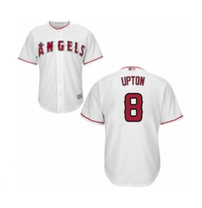 Men's Los Angeles Angels of Anaheim #8 Justin Upton Replica White Home Cool Base Baseball Jersey