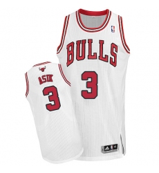 Men's Adidas Chicago Bulls #3 Omer Asik Authentic White Home NBA Jersey