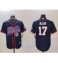 Mens Buffalo Bills #17 Josh Allen Navy Team Cool Base Stitched Baseball Jersey