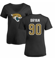 NFL Women's Nike Jacksonville Jaguars #90 Taven Bryan Black Name & Number Logo Slim Fit T-Shirt