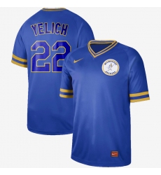 Men's Milwaukee Brewers #22 Christian Yelich Nike Cooperstown Collection Legend V-Neck Jersey Blue