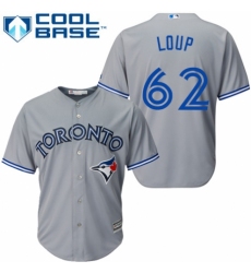 Men's Majestic Toronto Blue Jays #62 Aaron Loup Replica Grey Road MLB Jersey