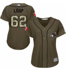 Women's Majestic Toronto Blue Jays #62 Aaron Loup Authentic Green Salute to Service MLB Jersey
