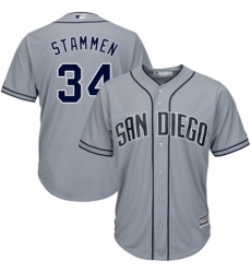 Men's Majestic San Diego Padres #34 Craig Stammen Replica Grey Road Cool Base MLB Jersey