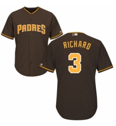 Men's Majestic San Diego Padres #3 Clayton Richard Replica Brown Alternate Cool Base MLB Jersey