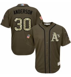 Men's Majestic Oakland Athletics #30 Brett Anderson Authentic Green Salute to Service MLB Jersey