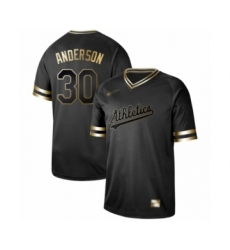 Men's Oakland Athletics #30 Brett Anderson Authentic Black Gold Fashion Baseball Jersey