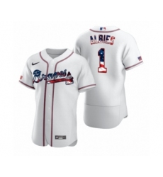 Men's Ozzie Albies #1 Atlanta Braves White 2020 Stars & Stripes 4th of July Jersey