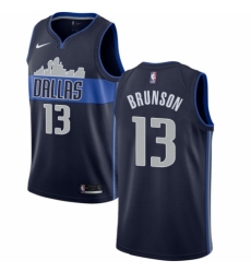 Men's Nike Dallas Mavericks #13 Jalen Brunson Swingman Navy Blue NBA Jersey Statement Edition